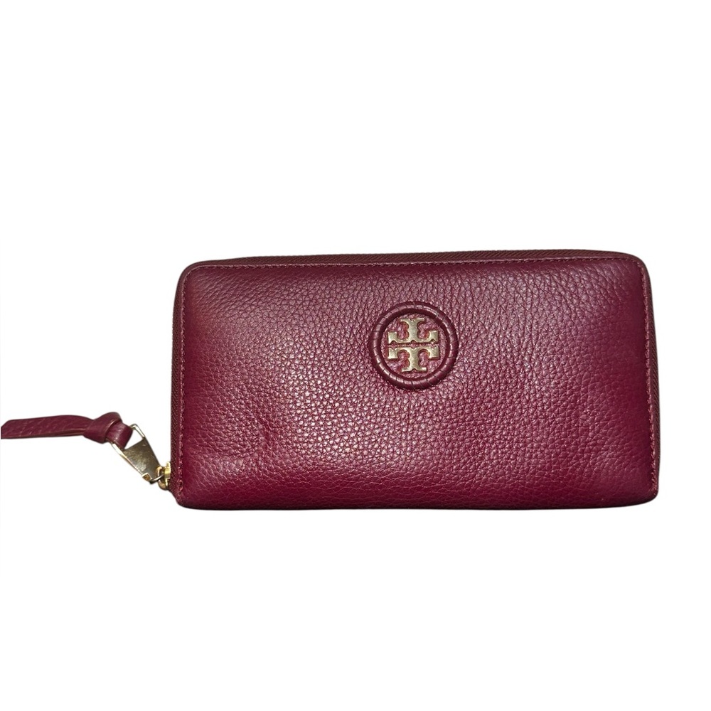 Tory Burch Burgundy Leather Whipstitch Long Continental Wallet